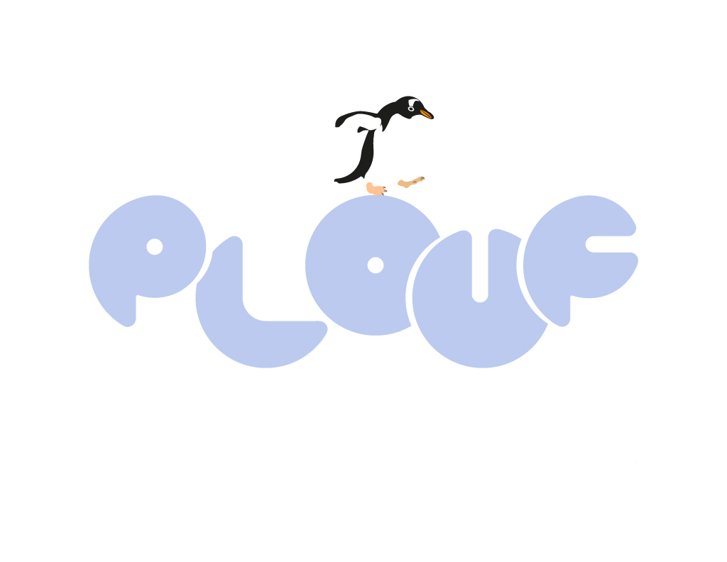 PLOUF blue logo with an Adelie penguin