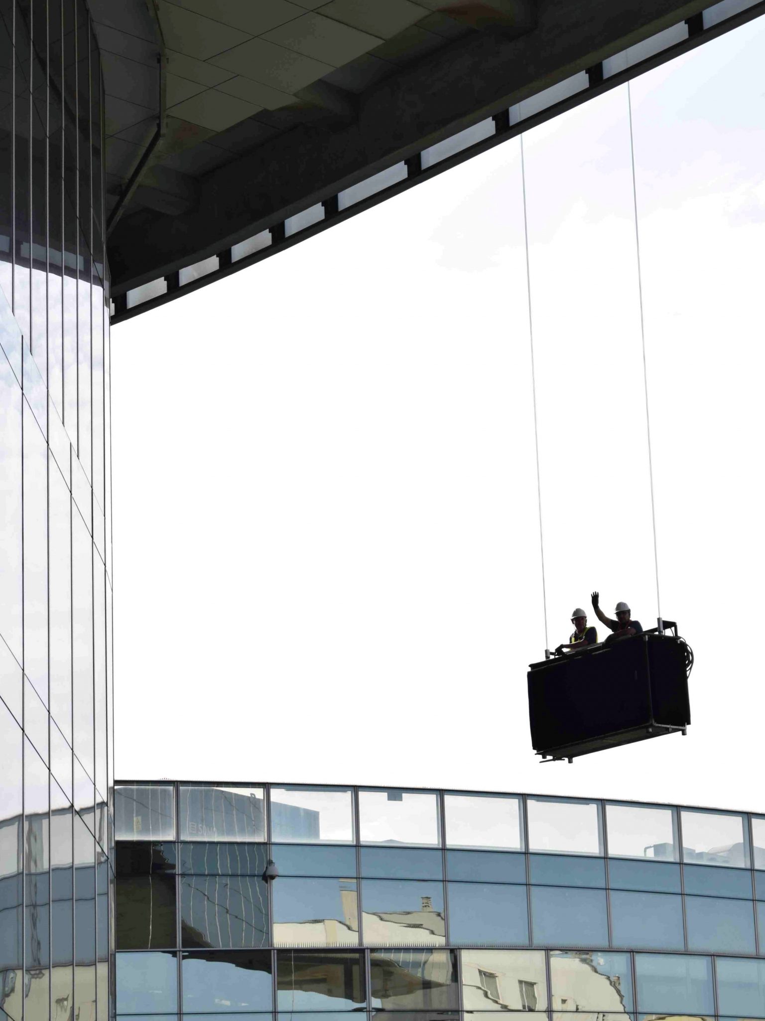 Workers suspending in the air